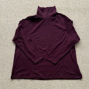 Lands' End Women's Deep Purple Shape Fitted Long Sleeve Turtleneck